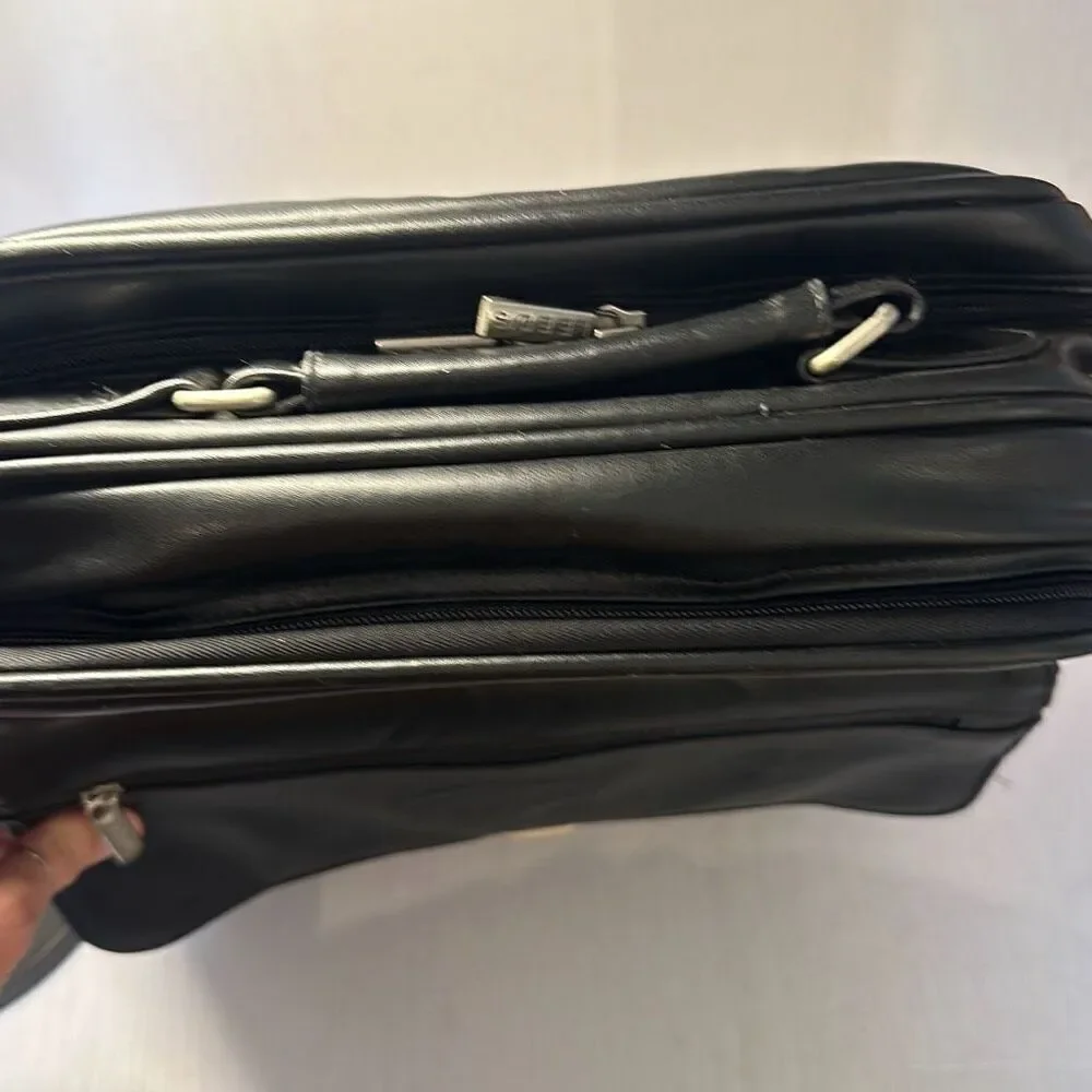 Leeds Backpack Leather Laptop travel bag Brief‎ Case black Style 9100-99